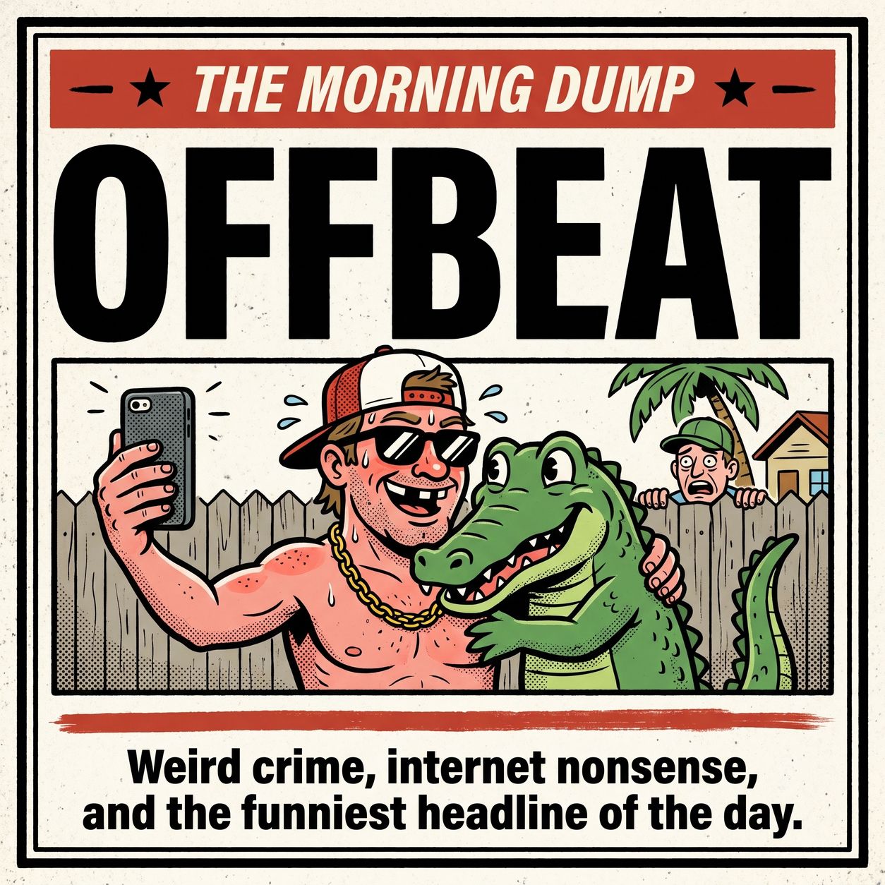 Offbeat: The closer, and ALWAYS the funniest story in the issue. Florida-man, weird crime, bizarre internet, out-of-nowhere what-the-hell stories. Maximum absurdity over everything.